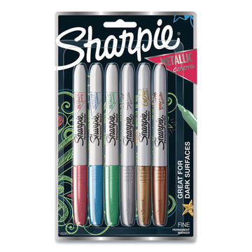 Sharpie® Metallic Fine Point Permanent Markers, Fine Bullet Tip, Blue-green-red, 6-pack freeshipping - TVN Wholesale